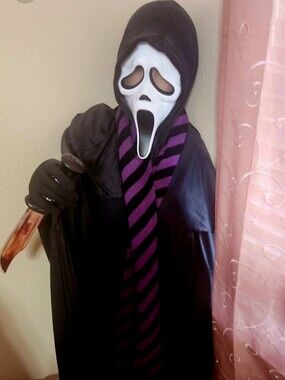 Gothic Purple And Black Wool Striped Scarf